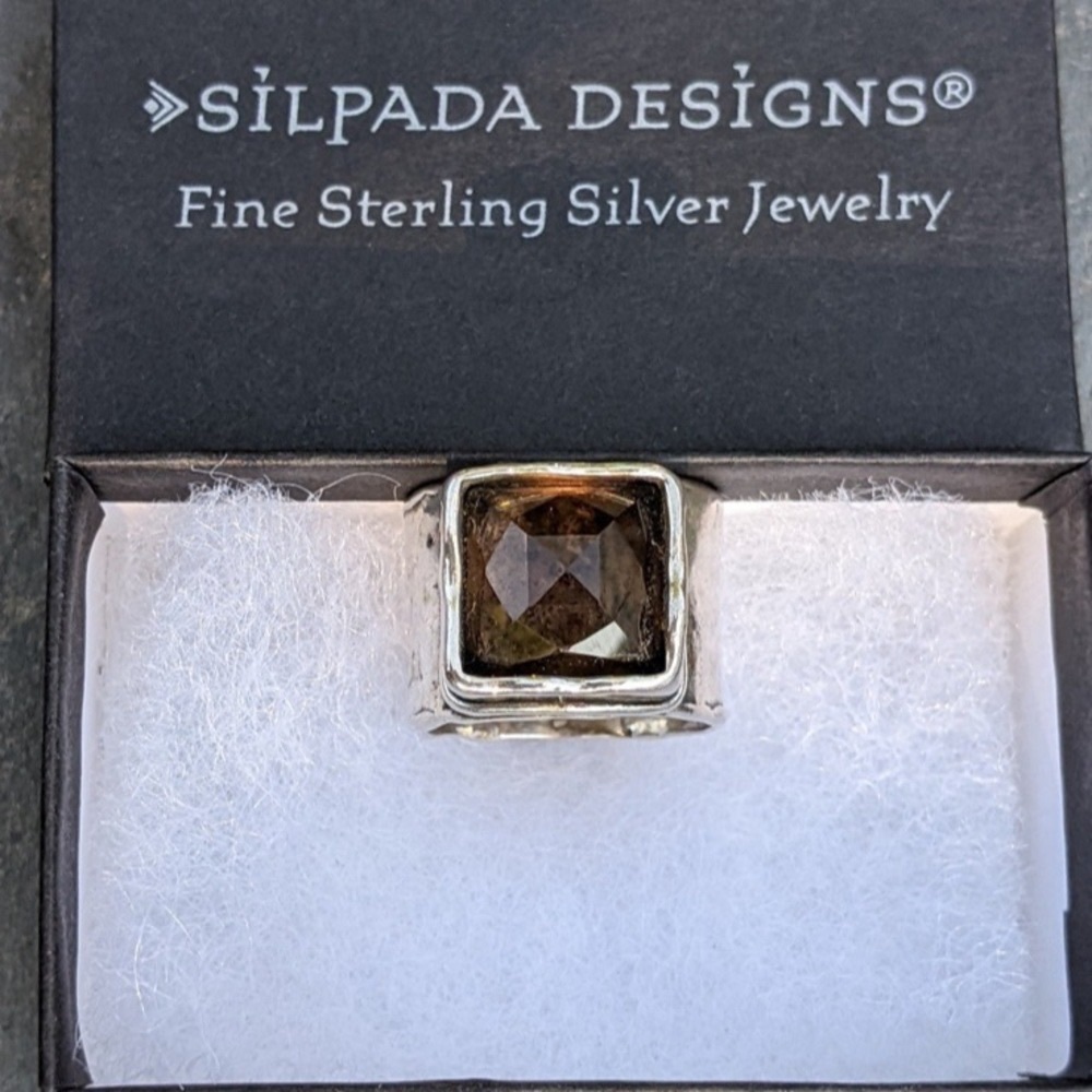 Silpada Solid Sterling Silver Ring With Smoky Bro… - image 3